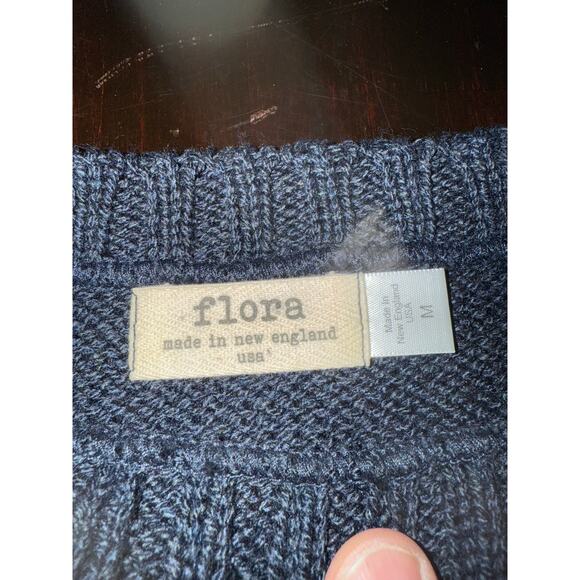 Vintage FLORA Crewneck-Anchor Stockinette-Made in USA-Navy Blue-Size M - Picture 8 of 9